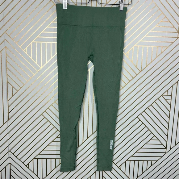 Gymshark Power Down Leggings‎ Dusty Sage Green Size Medium - Picture 2 of 12